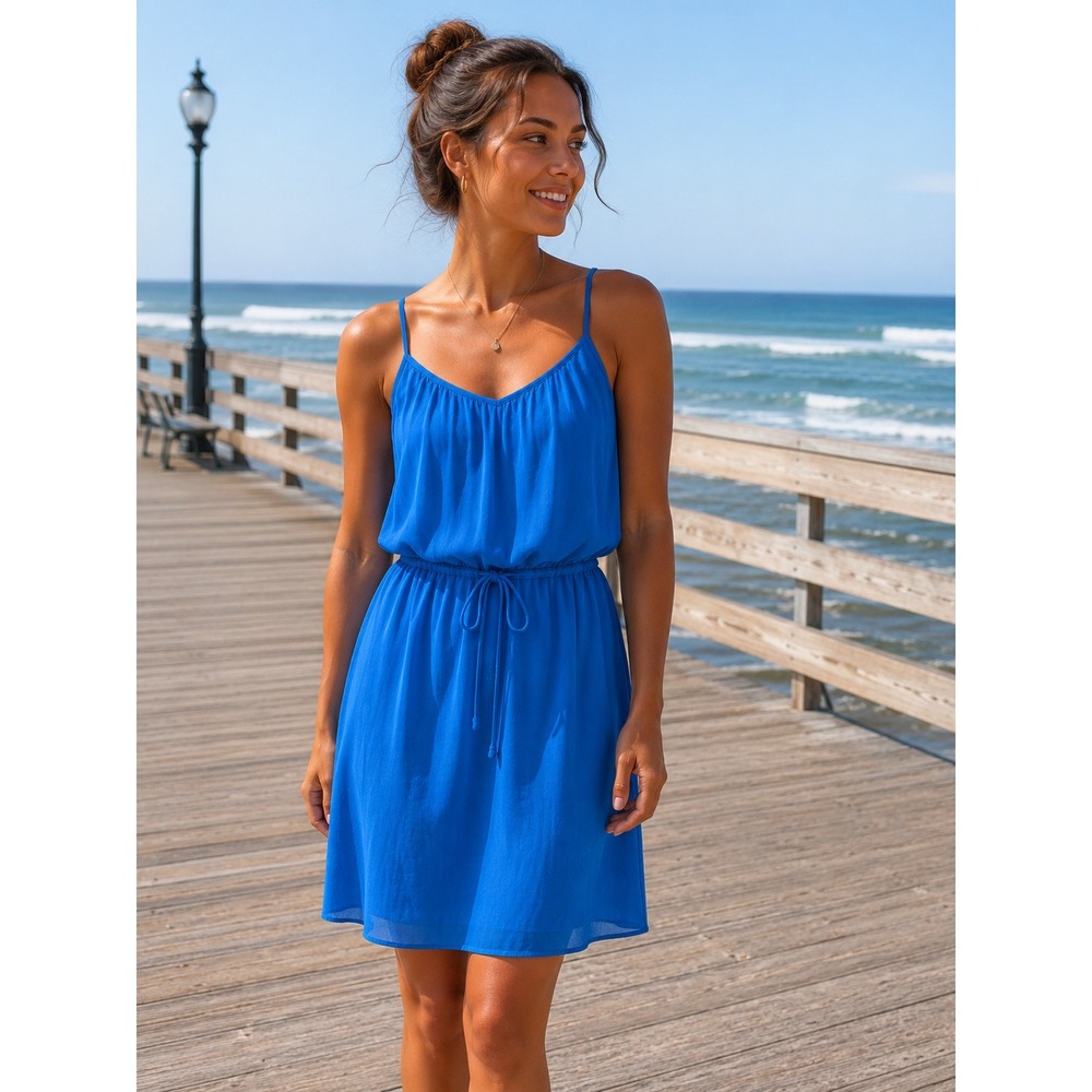 Old Navy Turquoise Blue Gauze Dress Coastal Euro Summer Mediterranean Seaside XL